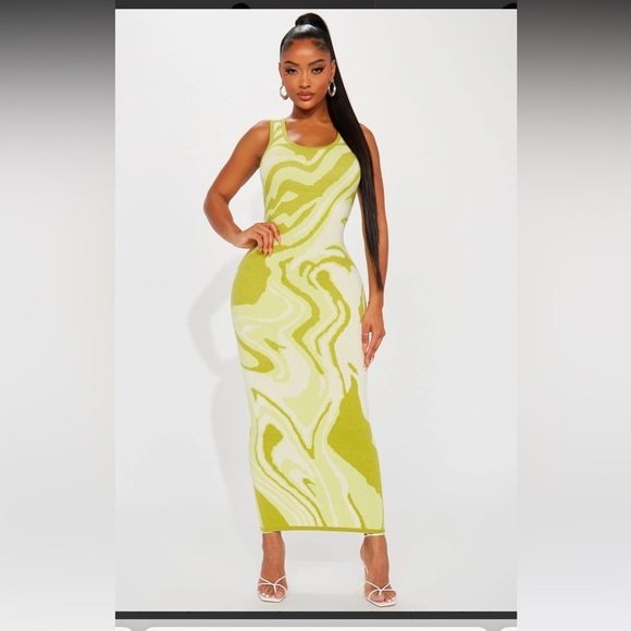 Sweater Maxi Dress - Green - Picture 1 of 5